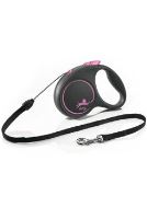 Vodítko FLEXI Black Design S lanko 5m/12kg růžová NEW (1)